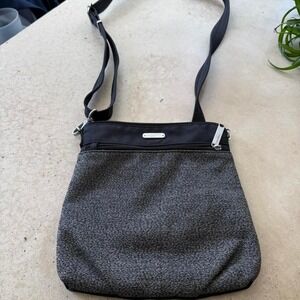 Baggallini Black Crossbody Bag Travel Purse Lightweight Nylon Organizer Bag
